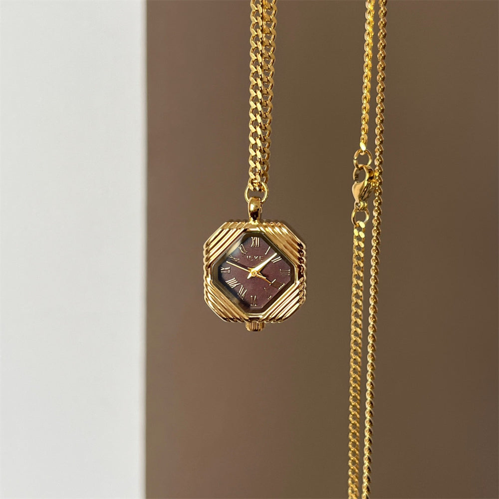 IEKE Vintage Pendant Necklace Watch - Women's Jewelry-Inspired Mini Watch
