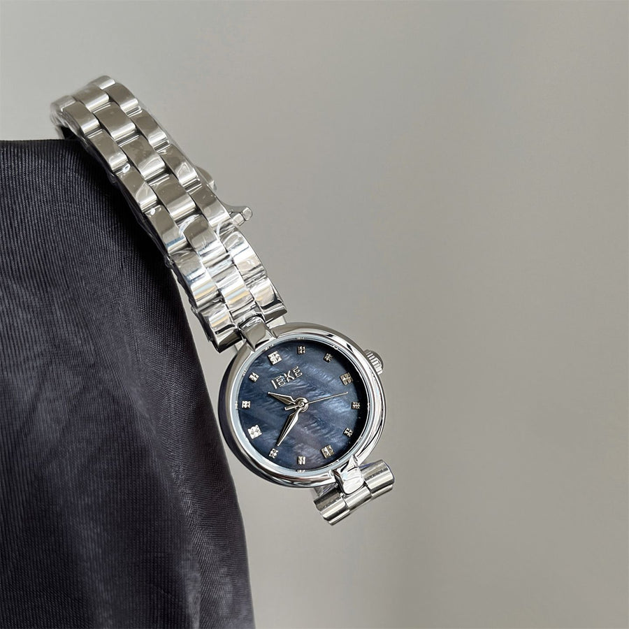 IEKE Nordic Azure Mother of Pearl Leather Watch - Cold Aesthetic Nacre Quartz Watch for Women