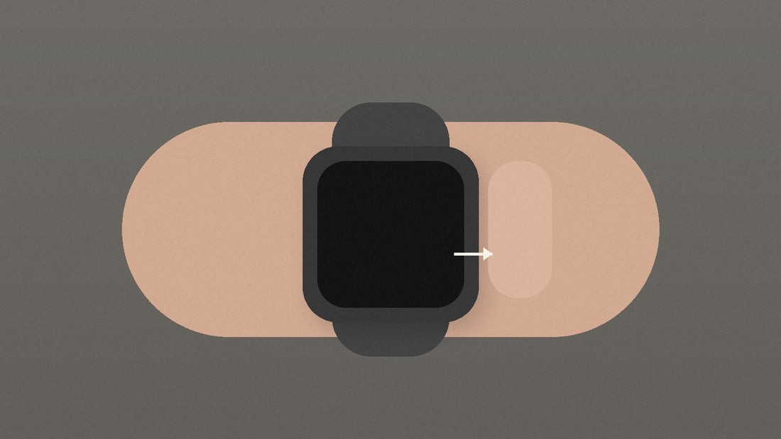 Watch fit illustration showing comfortable spacing around the wrist