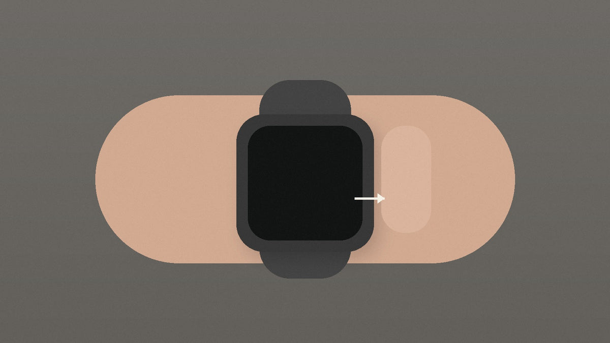 Watch fit illustration showing comfortable spacing around the wrist