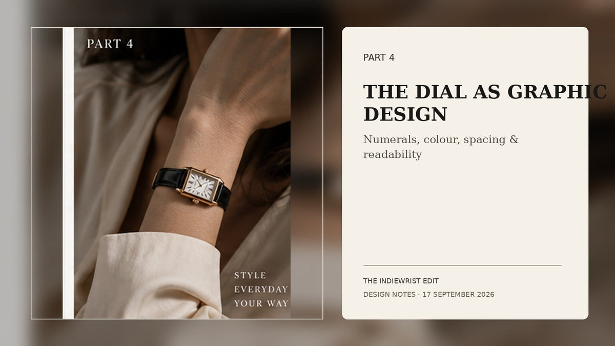 IndieWrist Design Notes Part 4 — watch dial typography, numerals, colour, spacing and readability