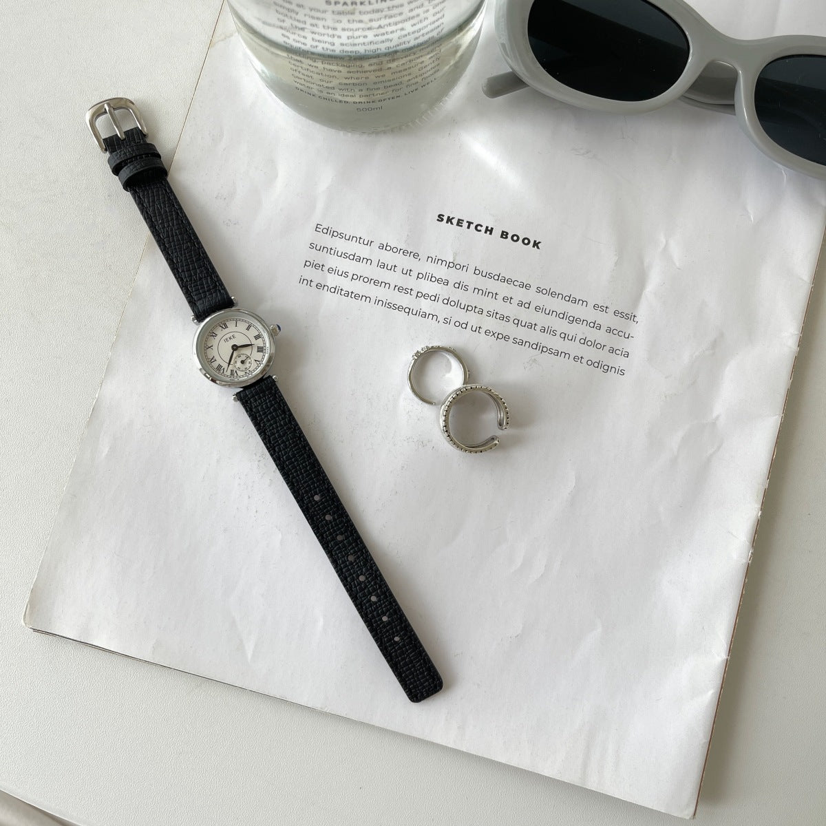 IEKE Dainty Oval Petite Dial Watch with Ultra-Slim Leather Strap - Korean Minimalist Quartz Watch for Women