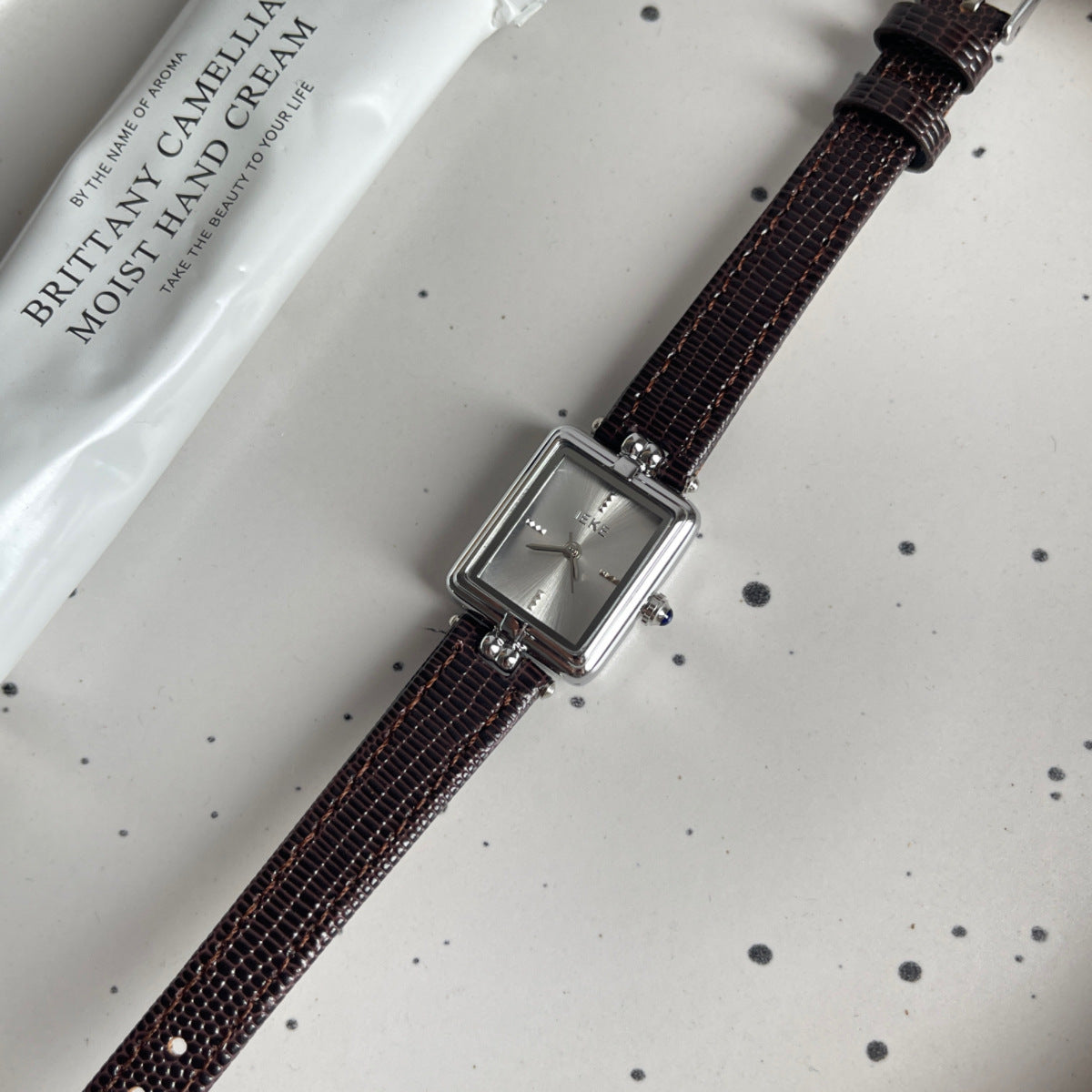 IEKE Dainty Oval Petite Dial Watch with Ultra-Slim Leather Strap - Korean Minimalist Quartz Watch for Women