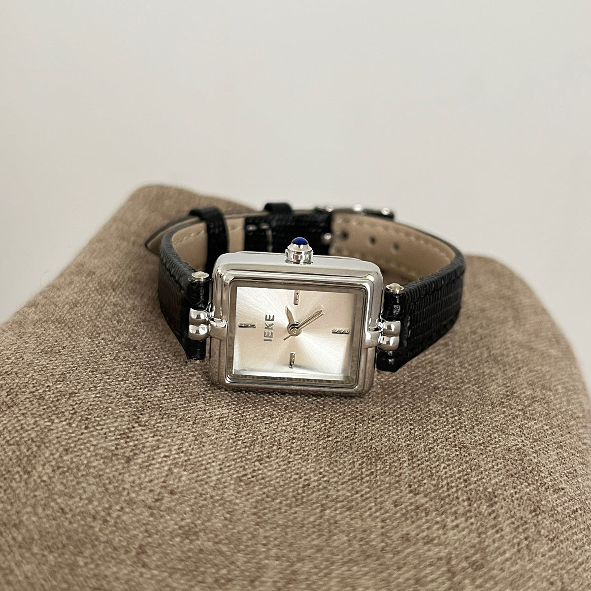 IEKE Dainty Oval Petite Dial Watch with Ultra-Slim Leather Strap - Korean Minimalist Quartz Watch for Women