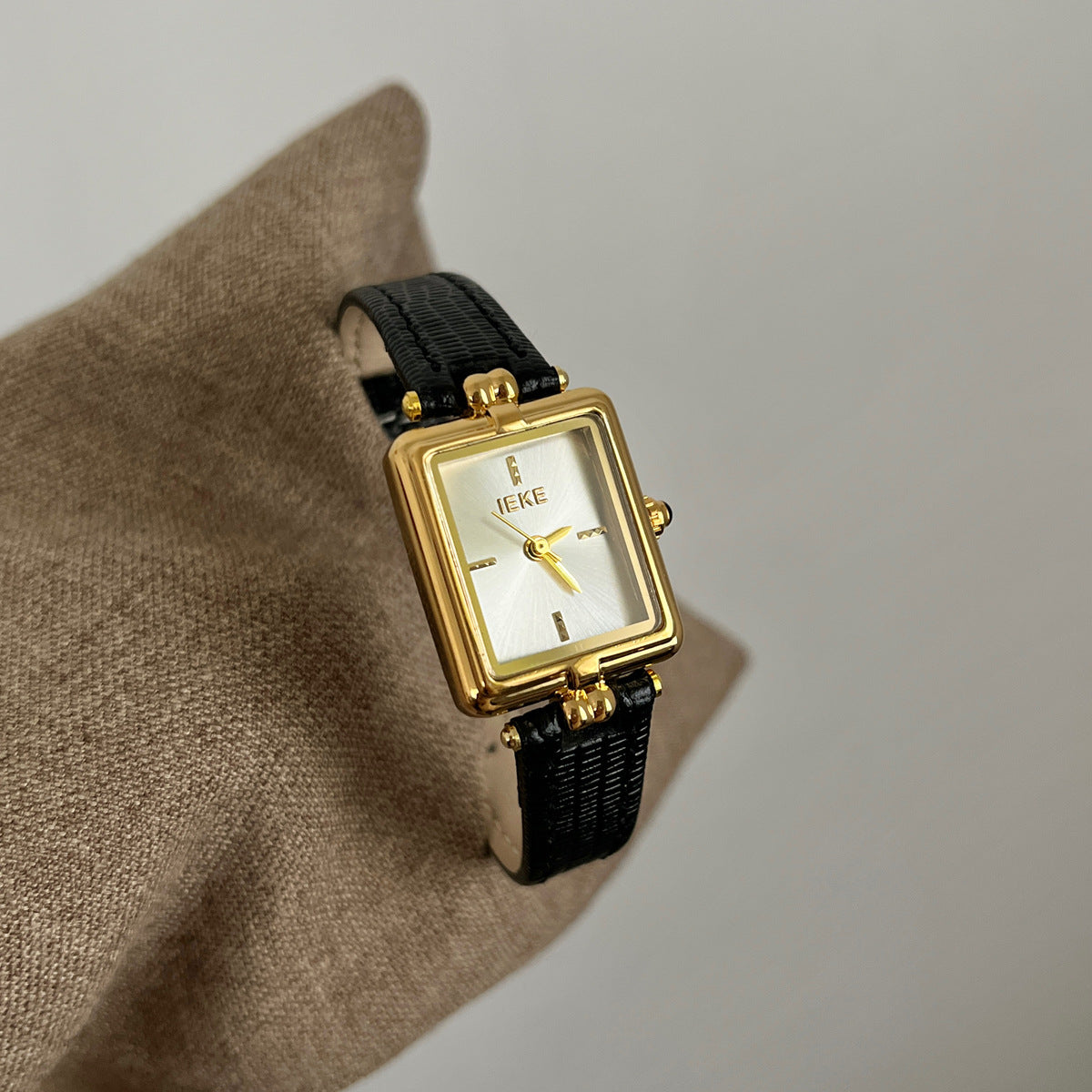 IEKE Dainty Oval Petite Dial Watch with Ultra-Slim Leather Strap - Korean Minimalist Quartz Watch for Women