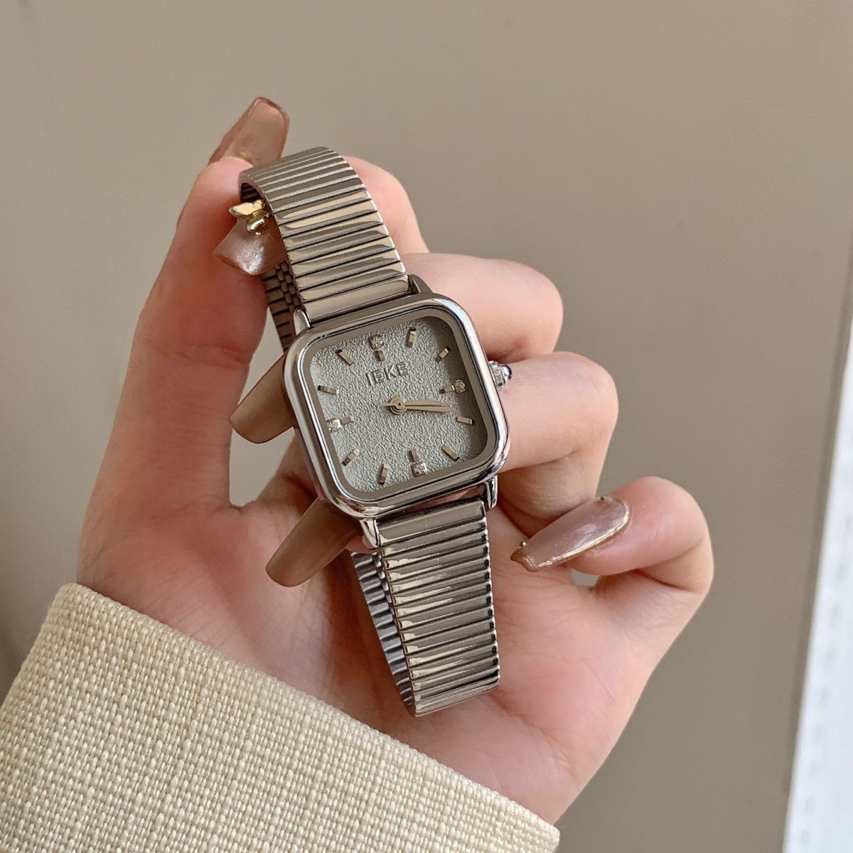 IEKE Vintage Gold Square Tapered Chain Bracelet Watch - Executive Tank Quartz Watch for Women