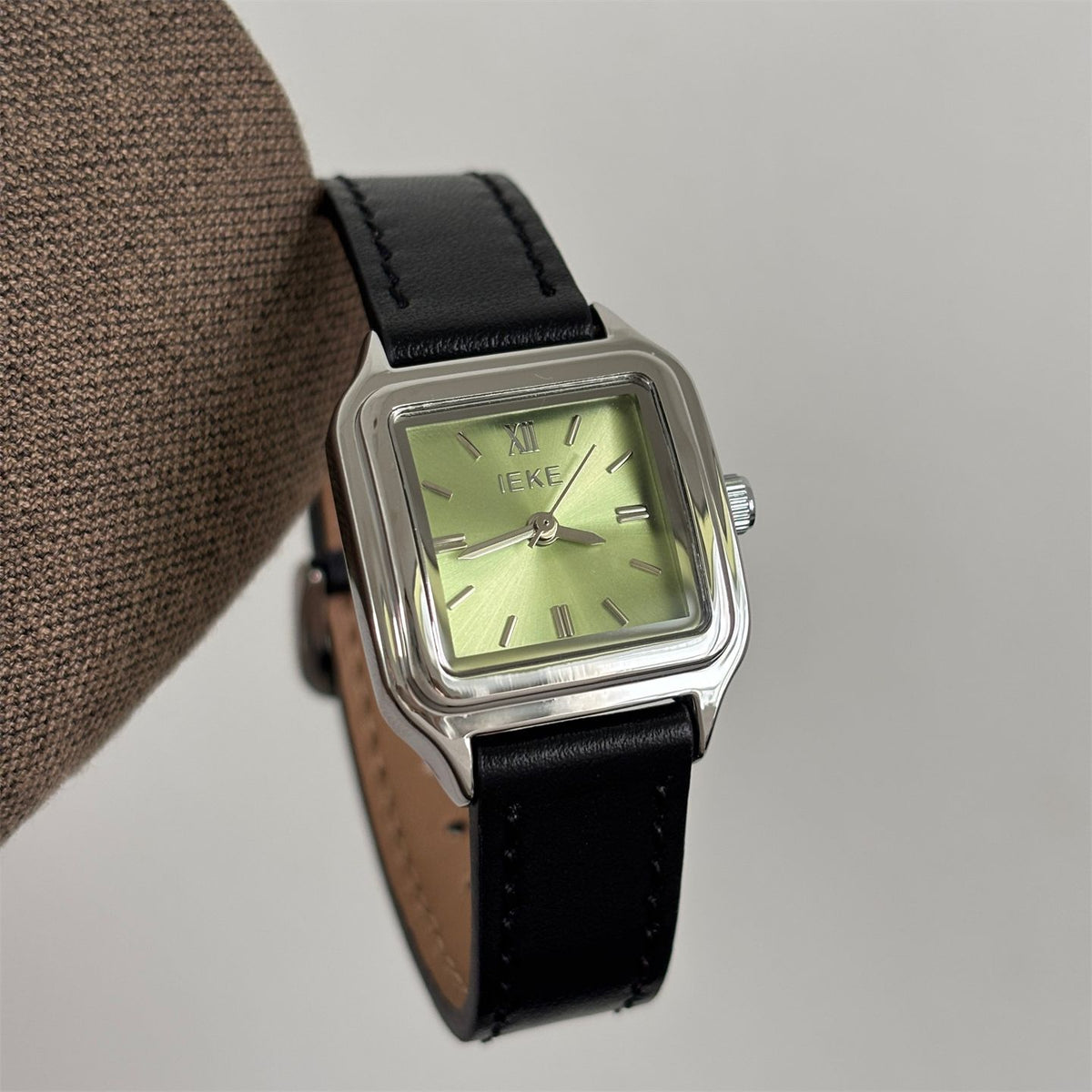 IEKE Fresh Square Petite Dial Slim Leather Watch - Minimalist Dainty Quartz Watch for Women