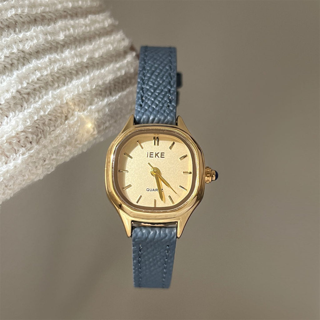 IEKE Modern Classic Slim Leather Strap Watch - Elegant Skin-Brightening Quartz Watch for Women