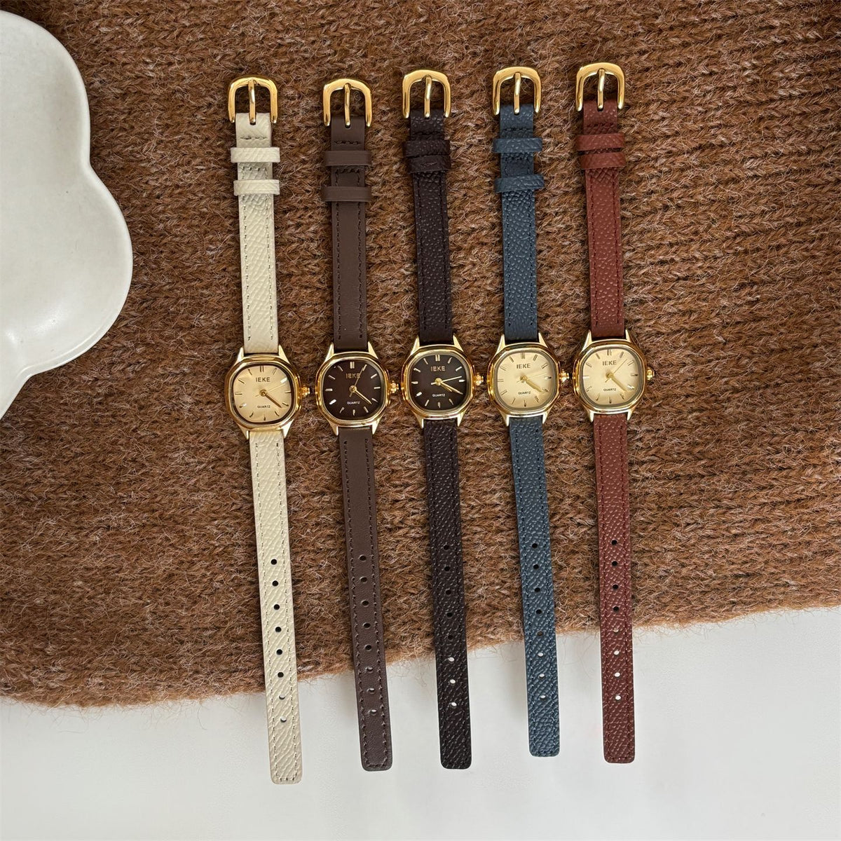 IEKE Modern Classic Slim Leather Strap Watch - Elegant Skin-Brightening Quartz Watch for Women