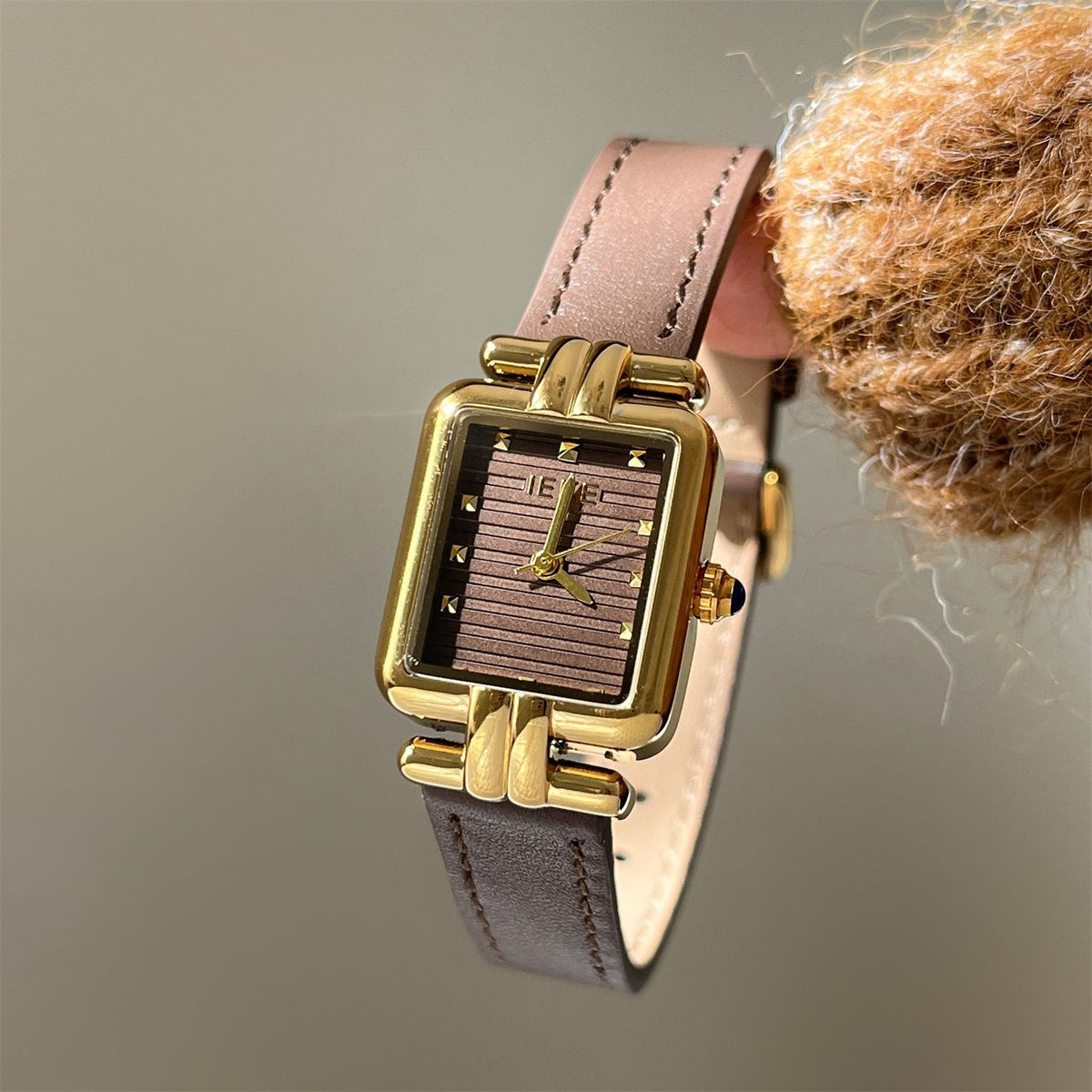 IEKE French Tweed Chic Petite Leather Watch - Dainty Salon Quartz Watch for Women