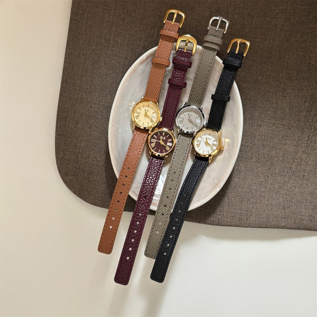 IEKE Organic Woodgrain Textured Round Watch - Nature-Inspired Minimalist Watch for Women