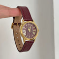 IEKE Organic Woodgrain Textured Round Watch - Nature-Inspired Minimalist Watch for Women