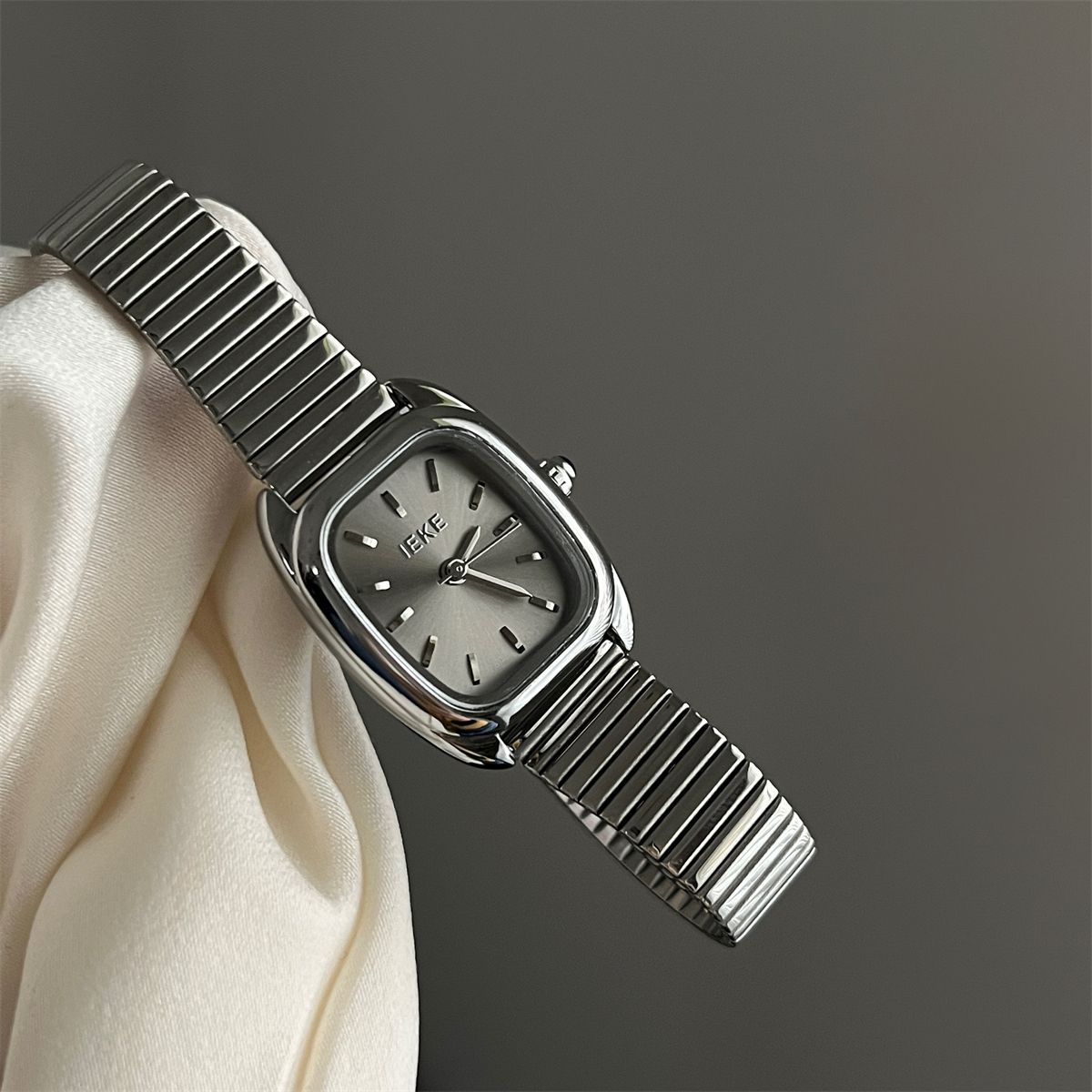 IEKE Pure Square Champagne Steel Bracelet Watch - Clean Geometry Quartz Watch for Women