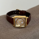 IEKE Black and Gold Executive Leather Watch - Vintage Power Dressing Quartz Watch for Women
