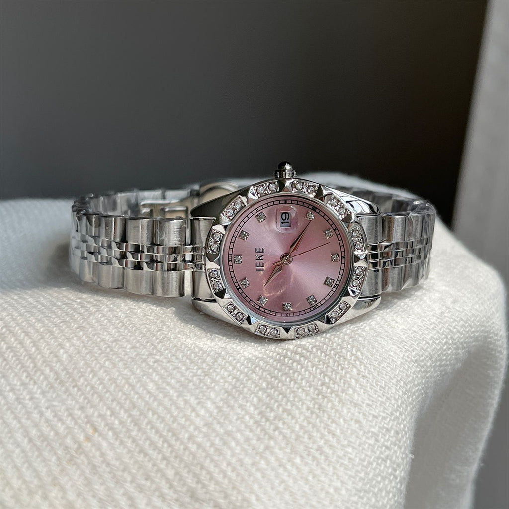 IEKE Cold Aesthetic Crystal Chain Link Bracelet Watch - Sparkling Jewelry Quartz Watch for Women