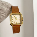 IEKE Sugar Cube Petite Square Leather Watch - Dainty Micro-Tank Quartz Watch for Women