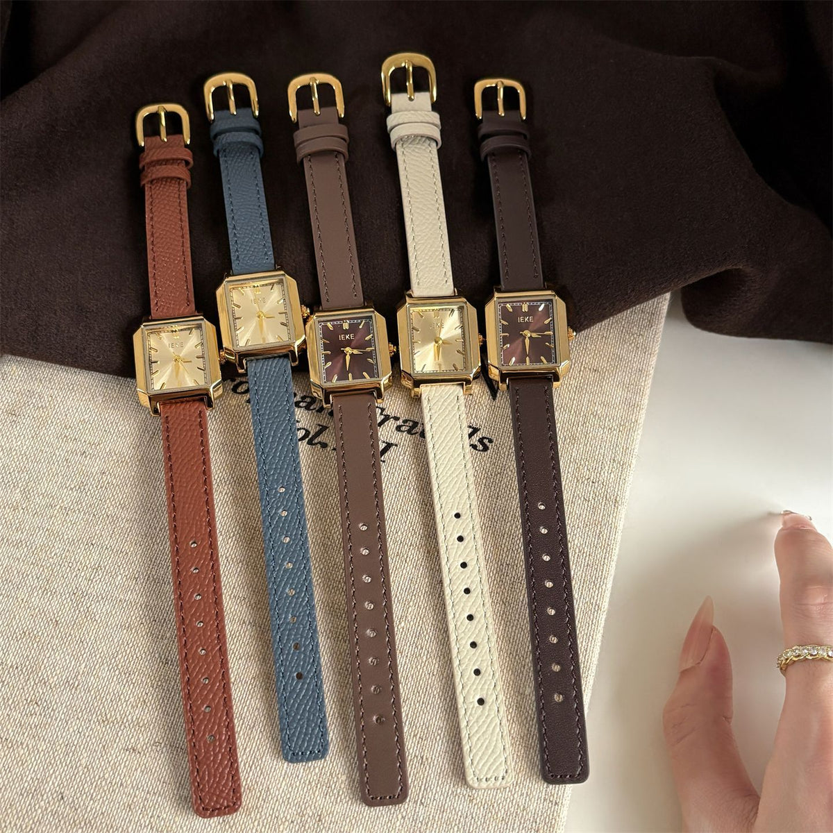 IEKE Vintage Arrow Hand Square Tank Watch - Retro Horology Leather Watch for Women