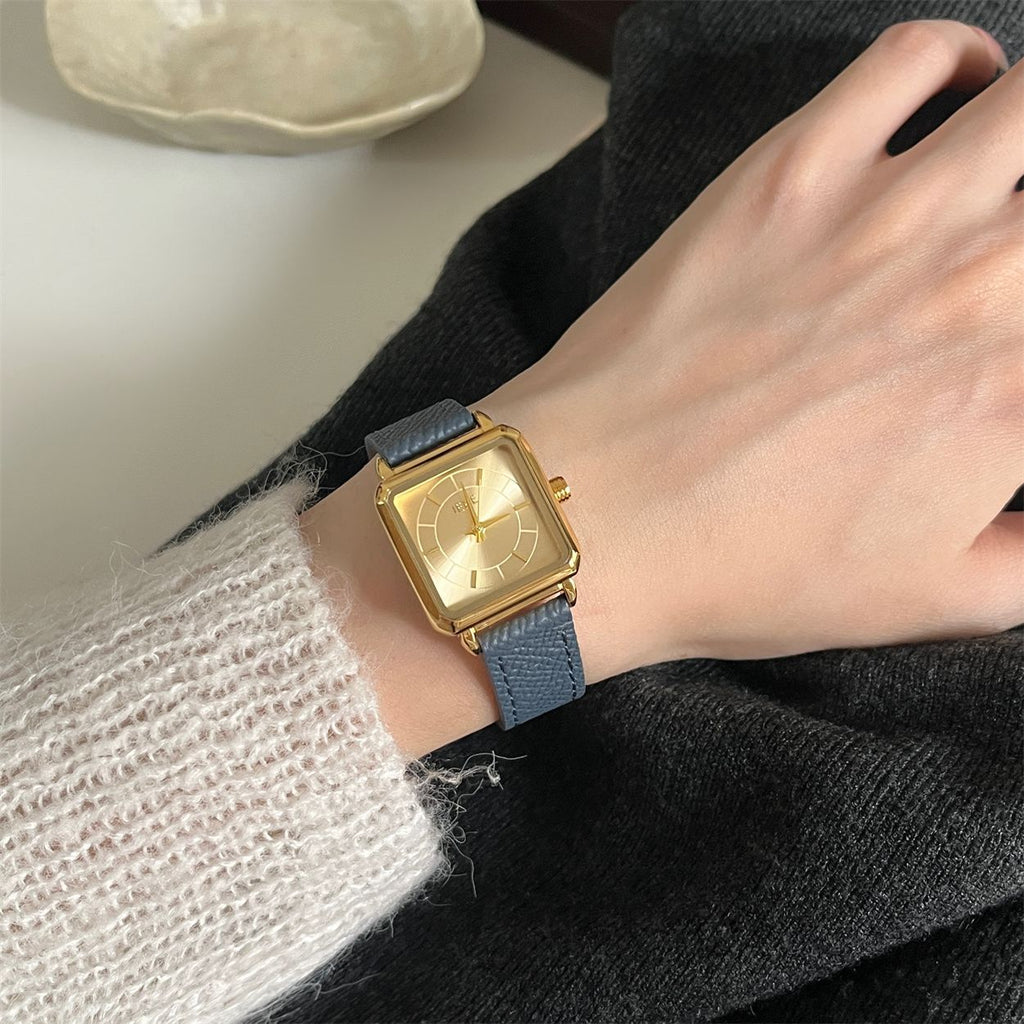 IEKE Oversized Statement Square Slim Strap Watch - Modern Boyfriend Tank Watch for Women