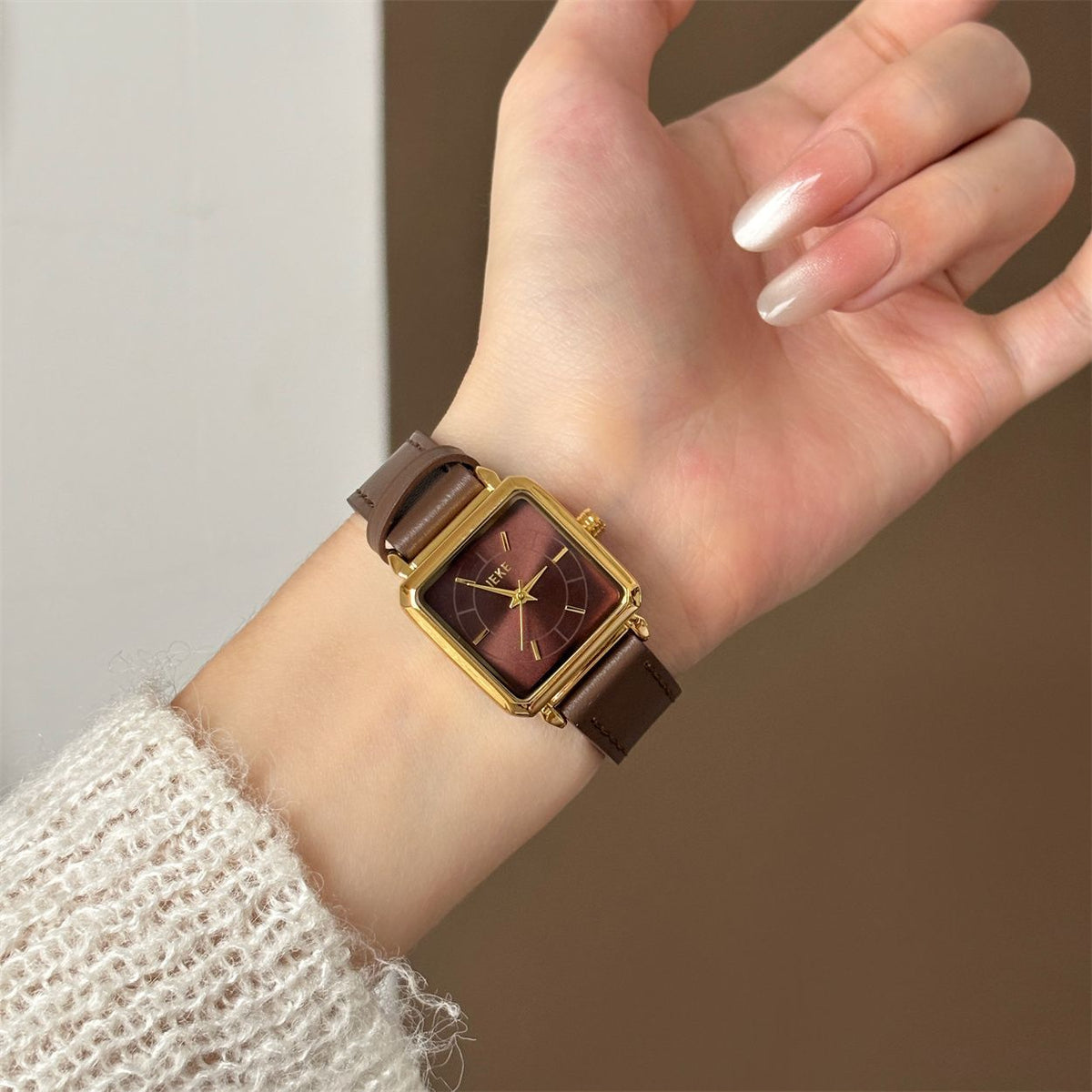 IEKE Oversized Statement Square Slim Strap Watch - Modern Boyfriend Tank Watch for Women
