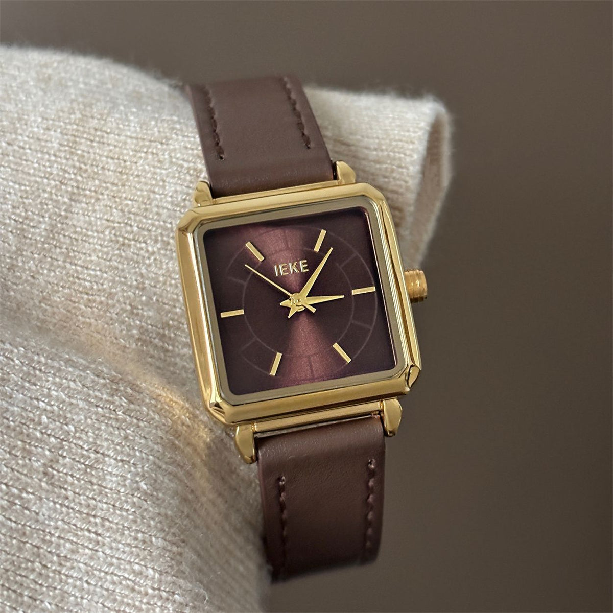 IEKE Oversized Statement Square Slim Strap Watch - Modern Boyfriend Tank Watch for Women