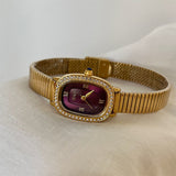IEKE Vintage Estate Oval Crystal Accent Leather Watch - Antique Chic Dress Watch for Women