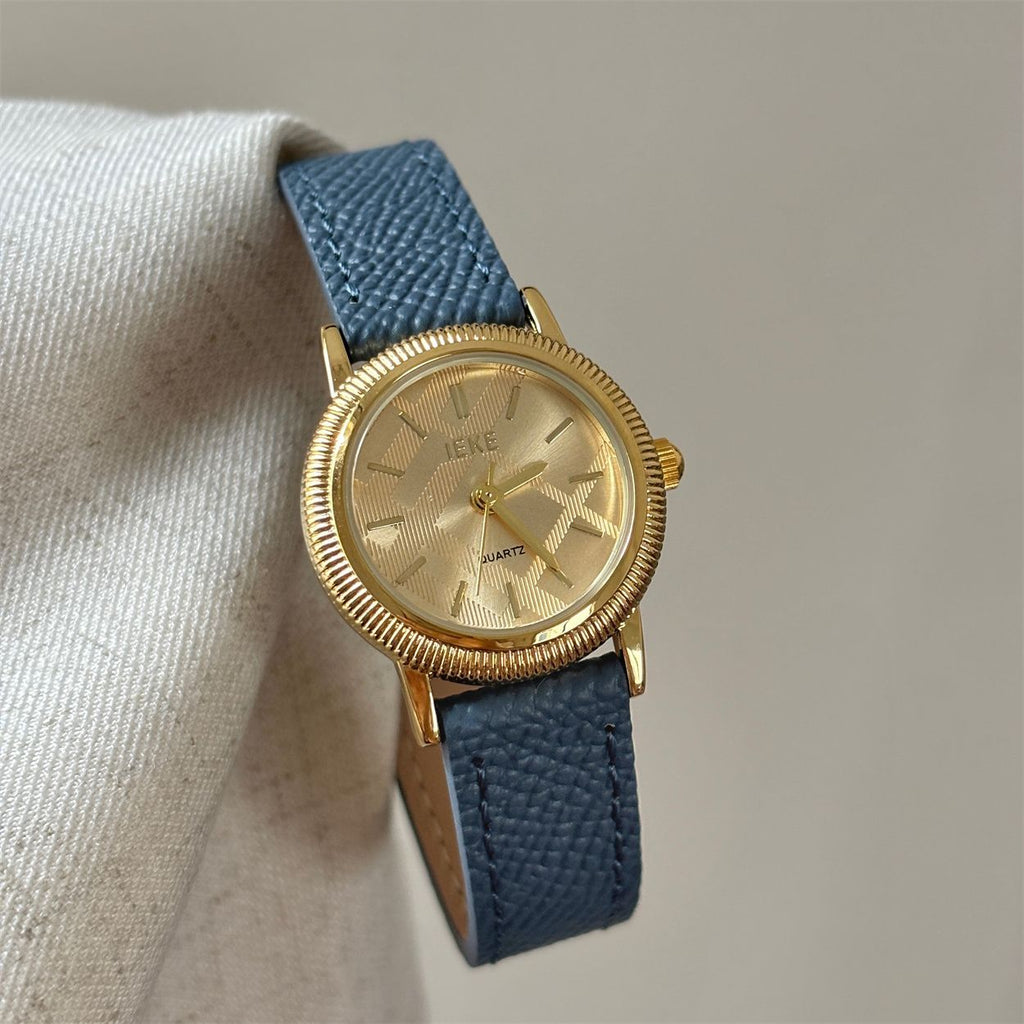 IEKE Minimalist Pure Round Watch with Genuine Leather Strap - Classic Everyday Quartz Watch for Women
