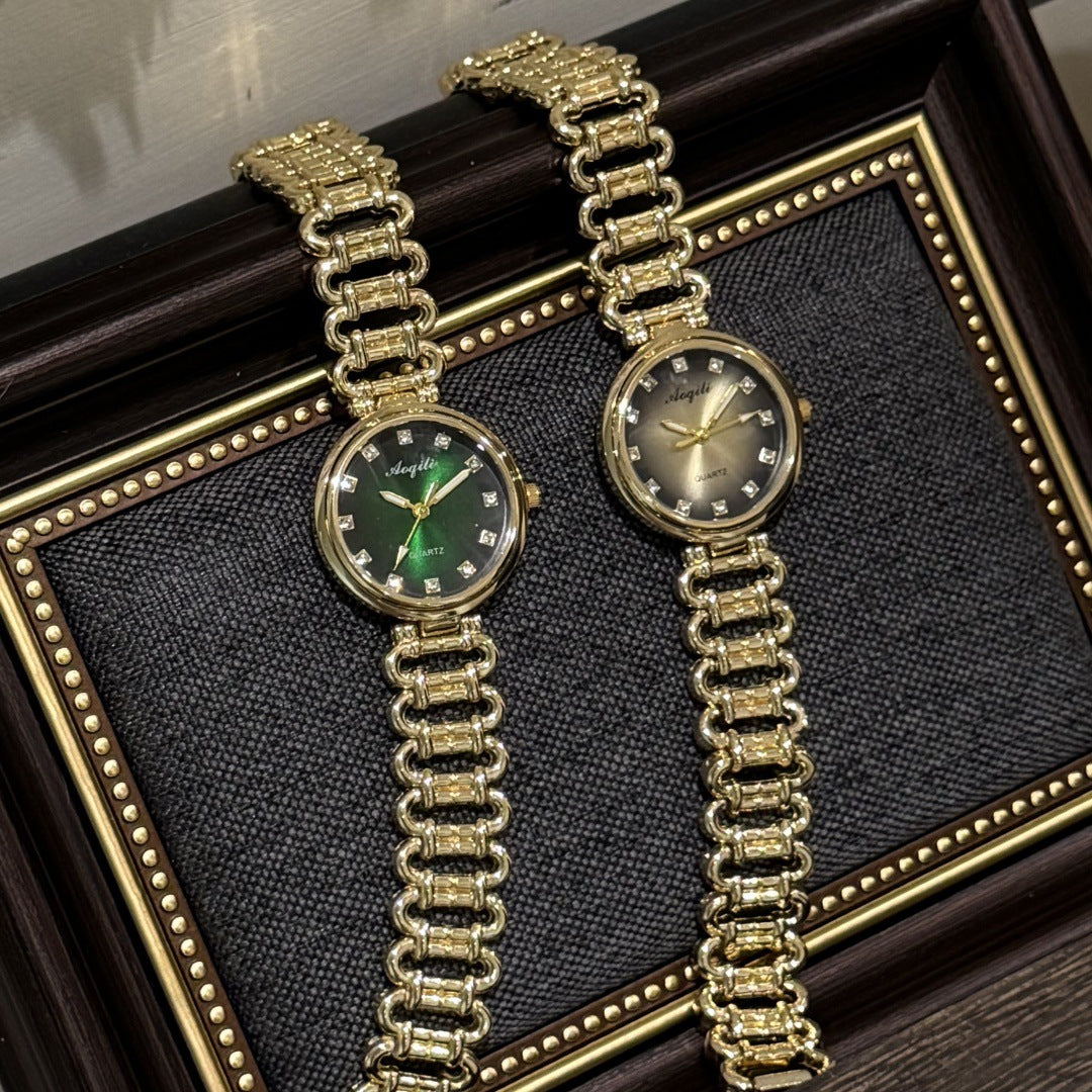 Aoqili round link bracelet watches in gold tone alternate view