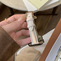 White slim leather Apple Watch band
