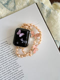 Aurora double-row pearl pink butterfly rose gold Apple Watch band