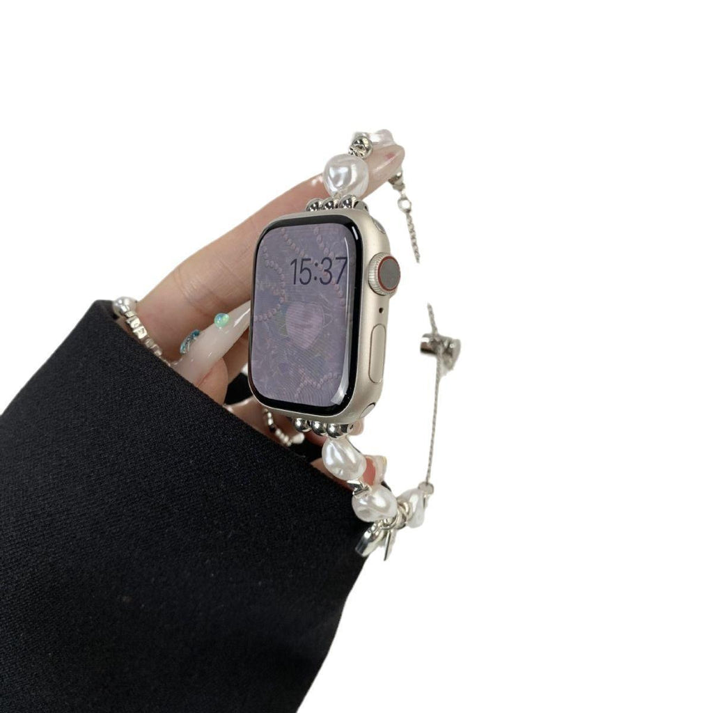 Baroque pearl double-chain smartwatch band side view