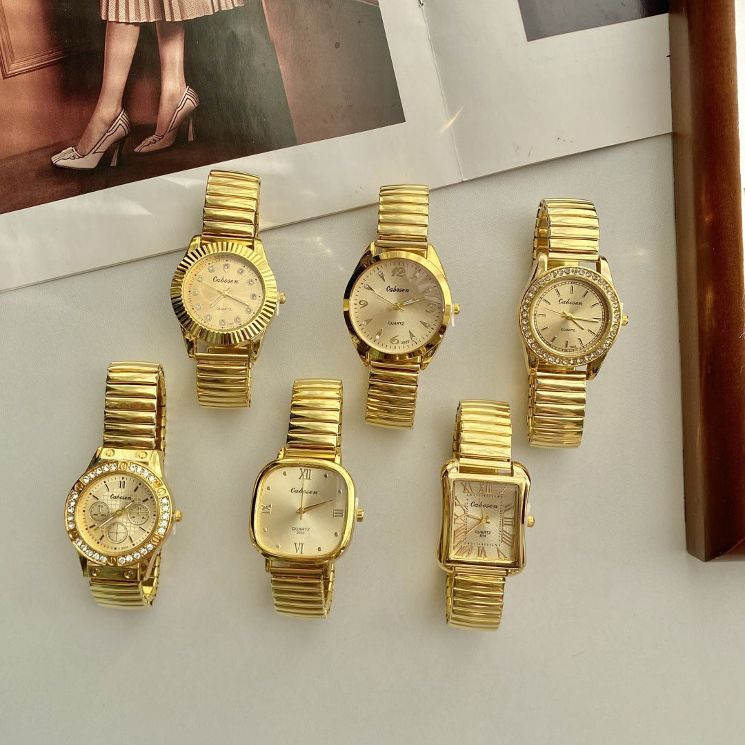 CABOSEN vintage gold-tone stretch bracelet quartz watch collection for women