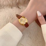 CABOSEN Vintage Small Gold Watch - Women's Leather & Stretch Bracelet Watch