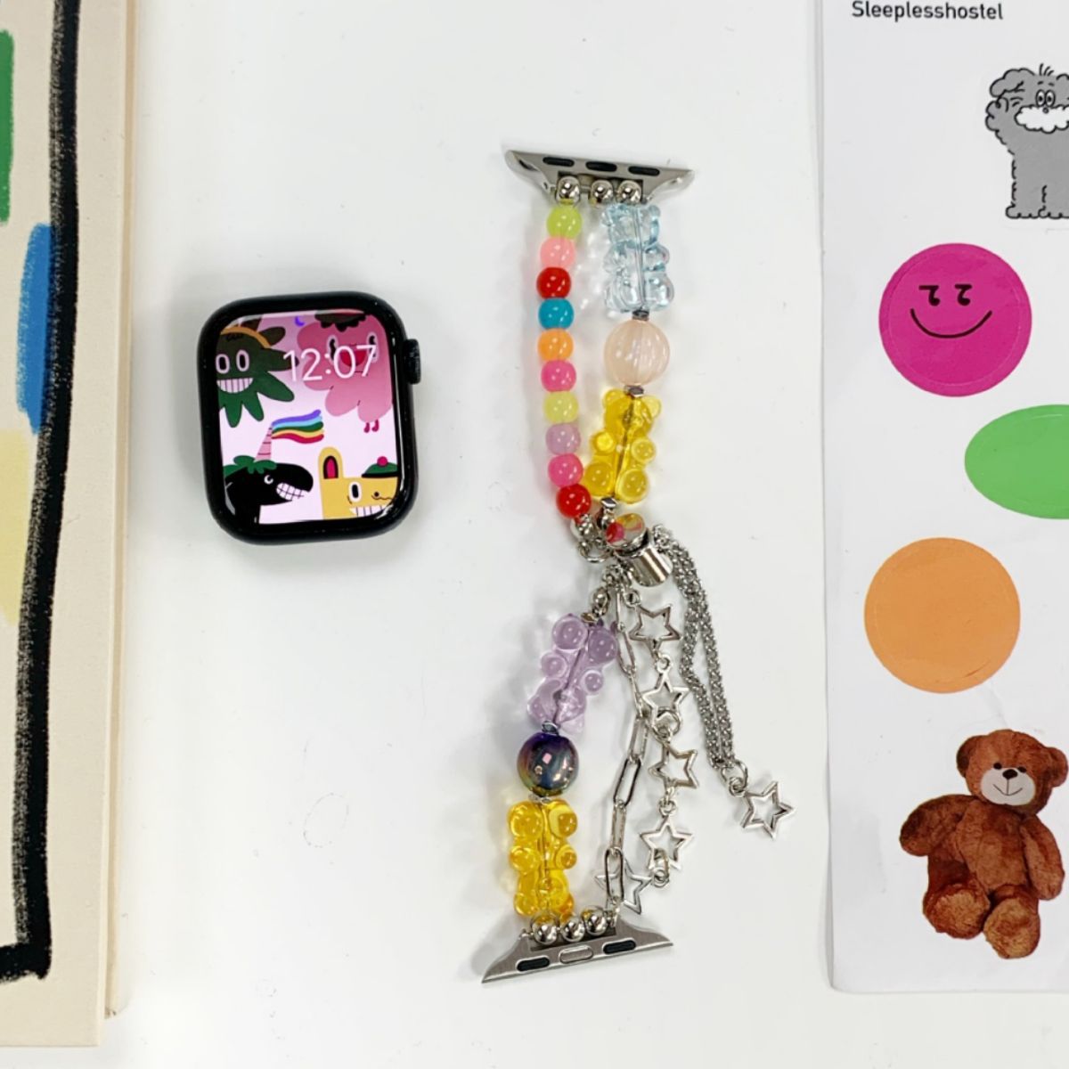 Pastel candy bear and star chain Apple Watch jewellery band