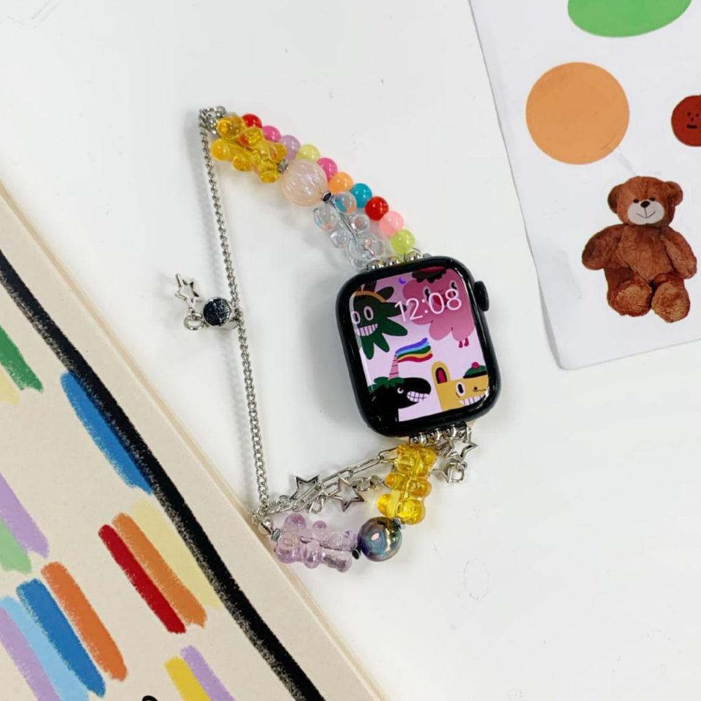 Yellow and pastel candy bear Apple Watch bracelet band
