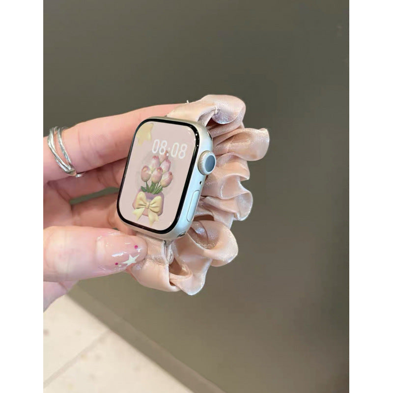 Champagne satin scrunchie Apple Watch band