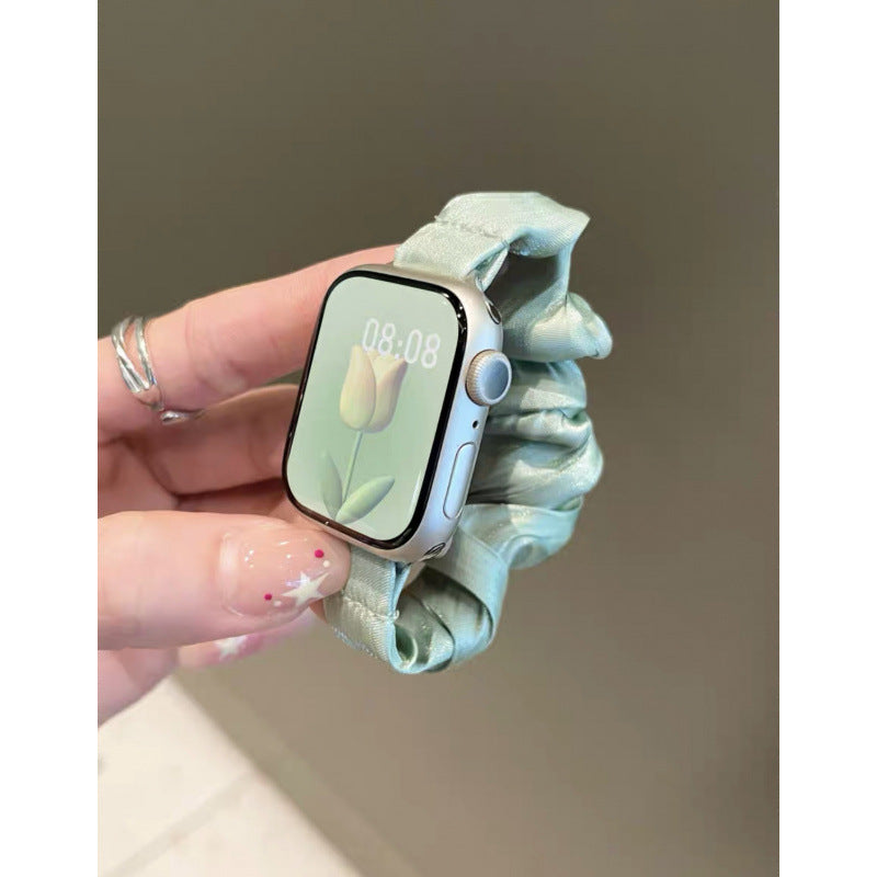 Mint satin scrunchie Apple Watch band