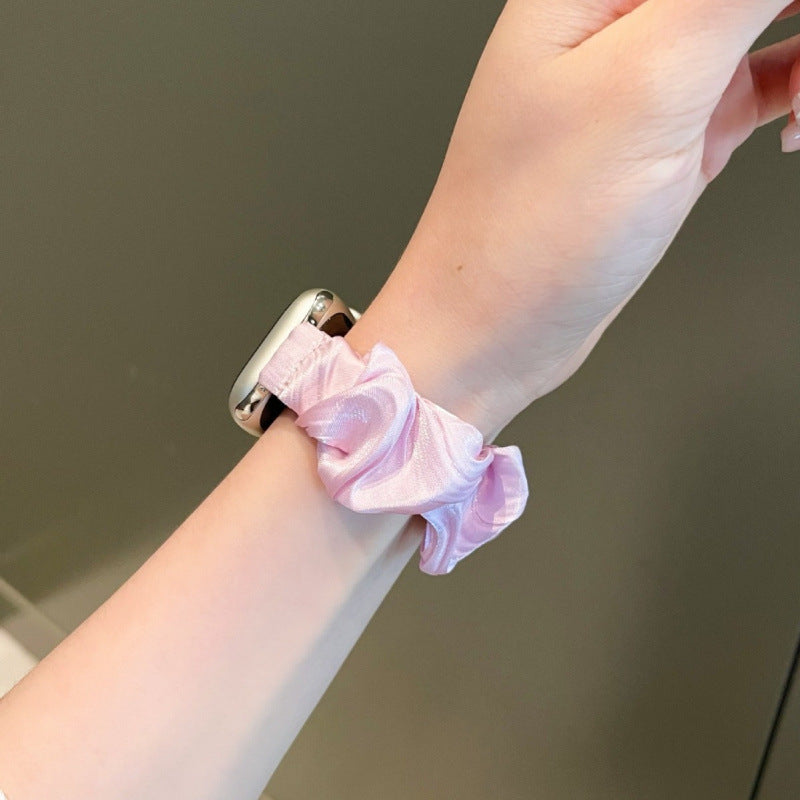 Rose pink satin scrunchie Apple Watch band