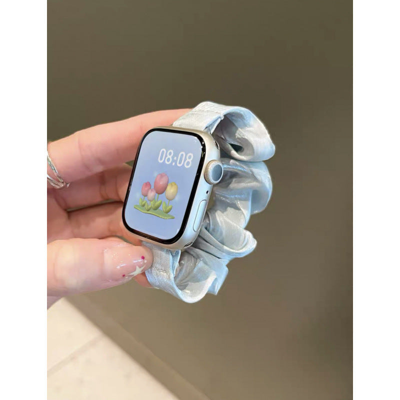Sky blue satin scrunchie Apple Watch band