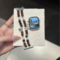 Cocoa brown beaded Apple Watch bracelet band product display