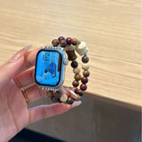 Cocoa Rose Double-Strand Beaded Bracelet Band for Apple Watch