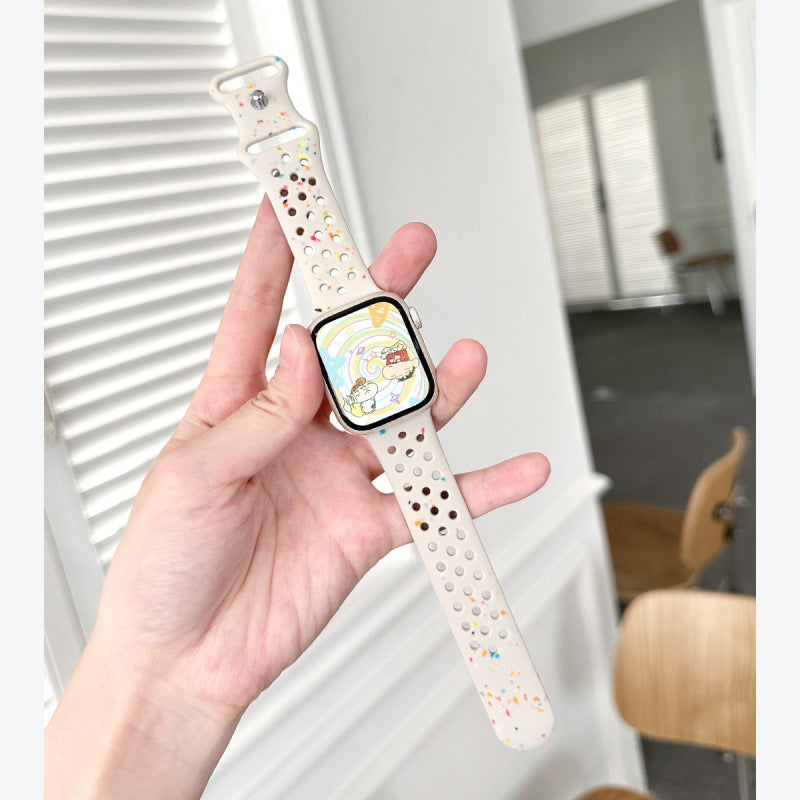 Jelly confetti silicone Apple Watch band with bumper case