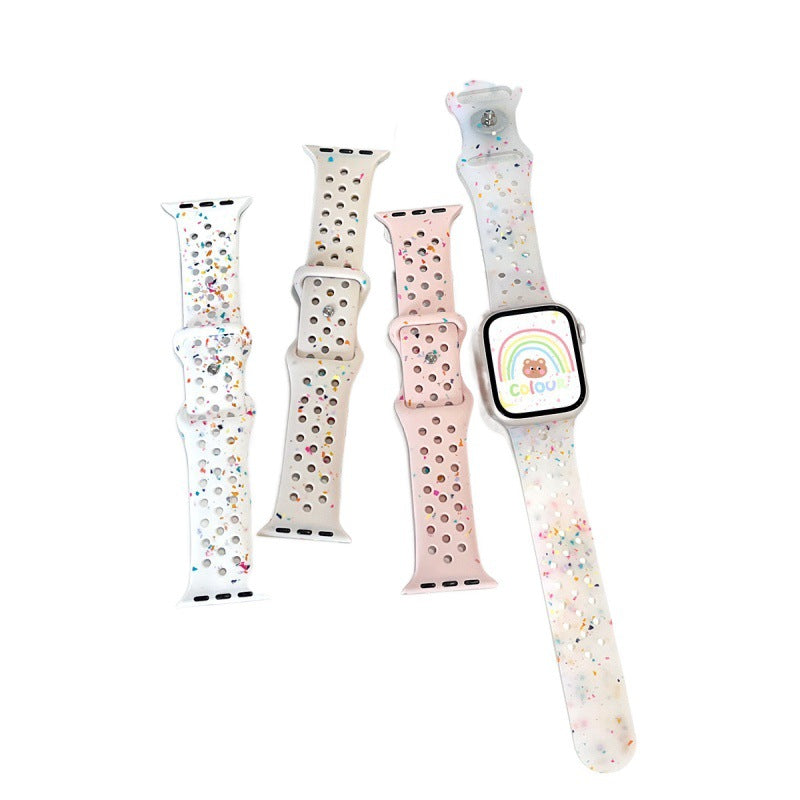 Confetti silicone Apple Watch bands with bumper cases