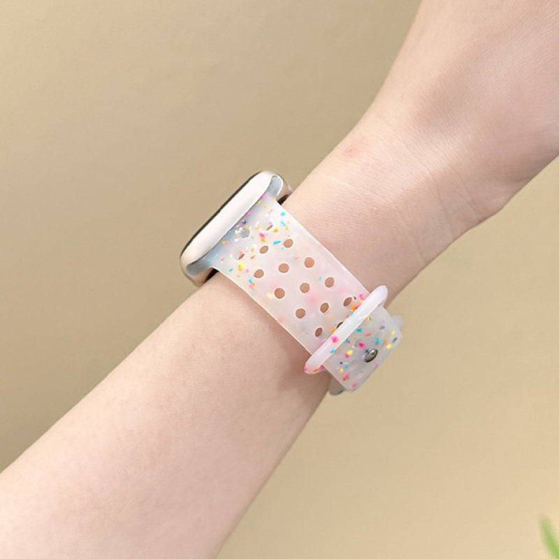 Starlight confetti silicone Apple Watch band with bumper case