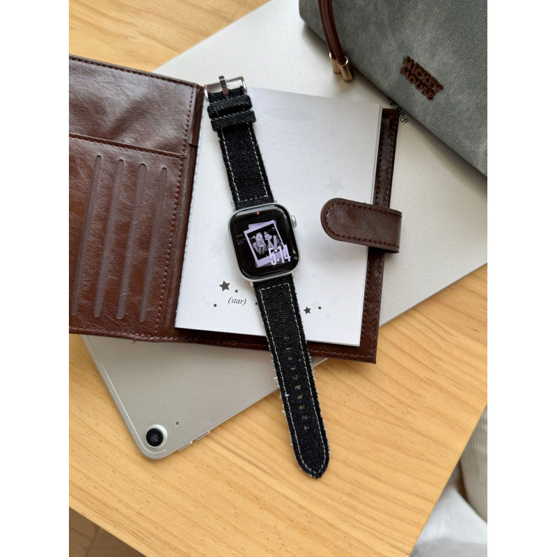 Black denim Apple Watch band