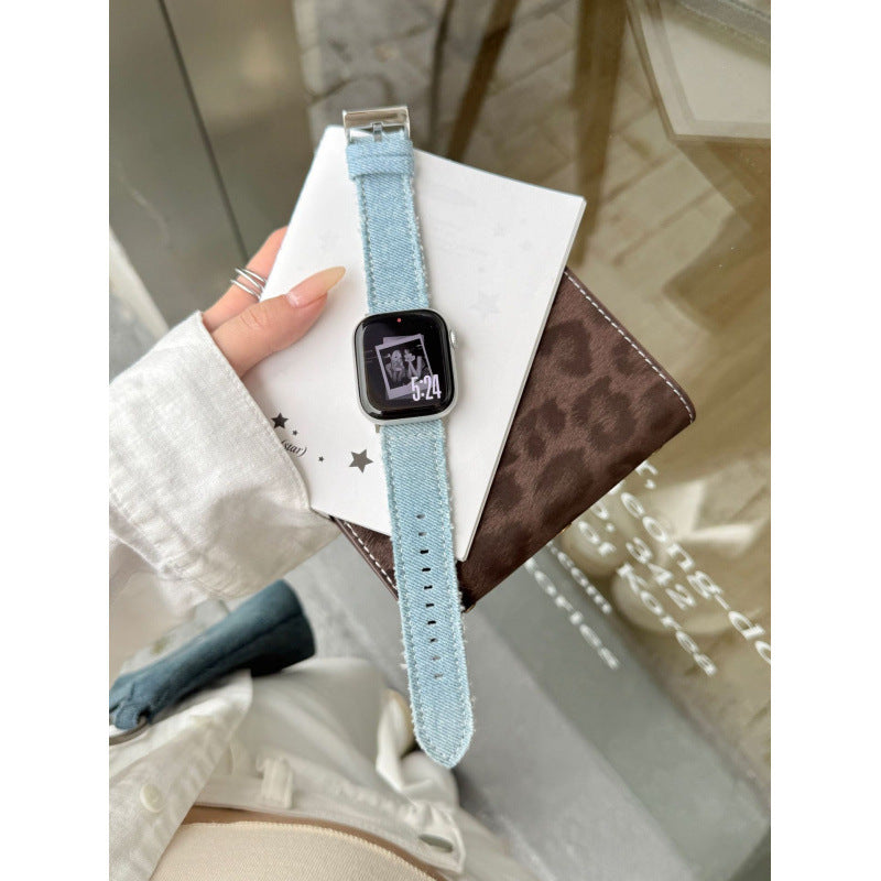 Light blue denim Apple Watch band