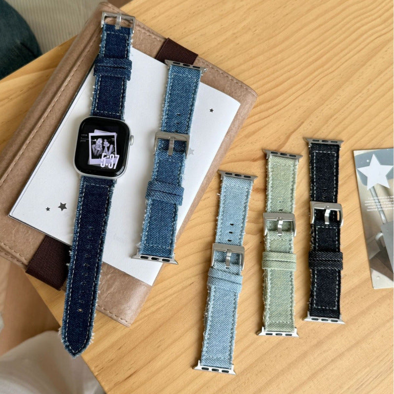 Denim Apple Watch bands in five washes