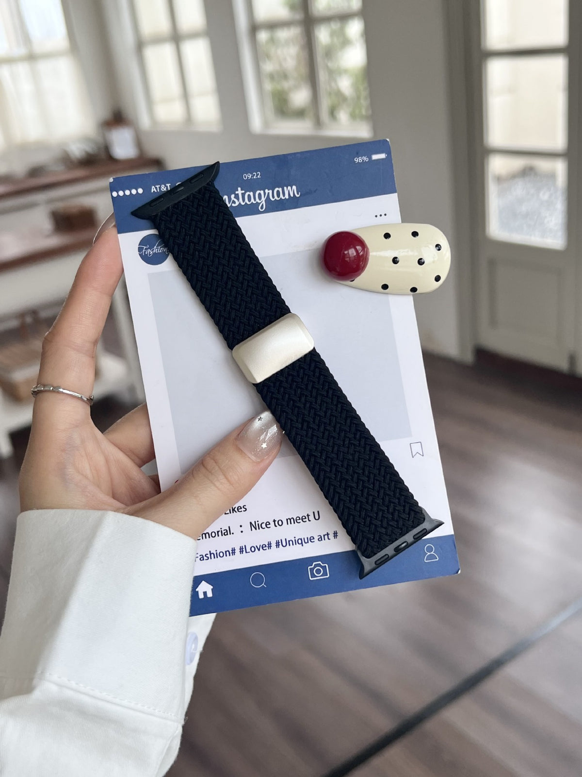 Black braided magnetic Apple Watch band
