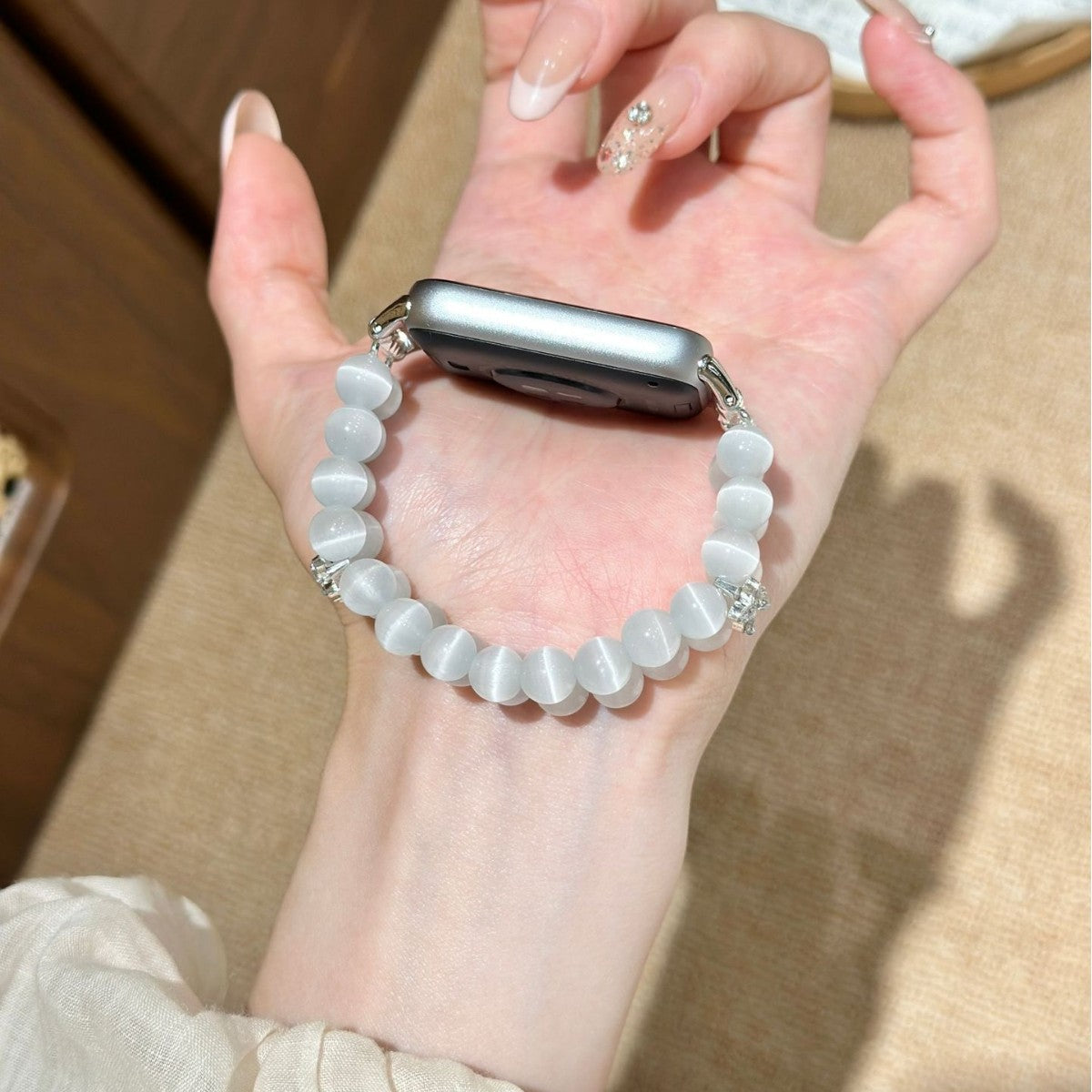 Frosted white Apple Watch bracelet band back view