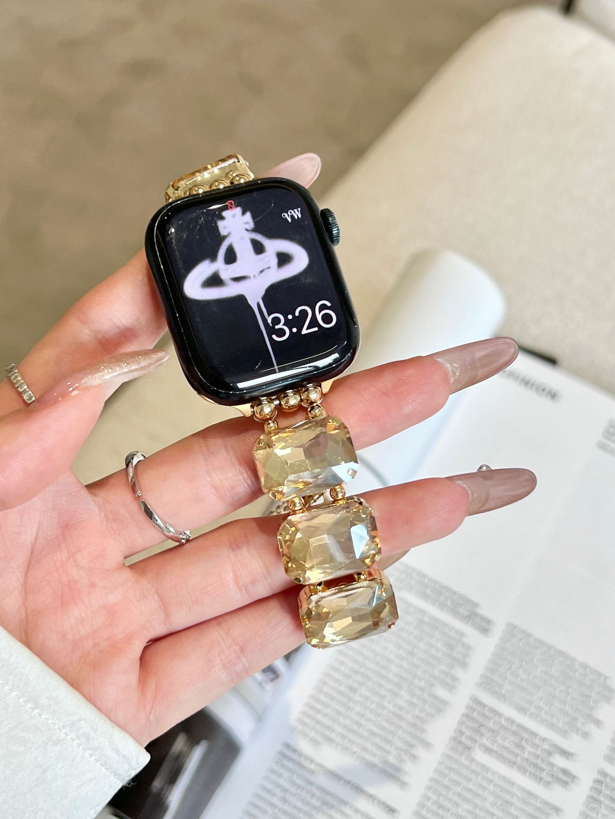 Gemma champagne gold crystal Apple Watch jewellery band