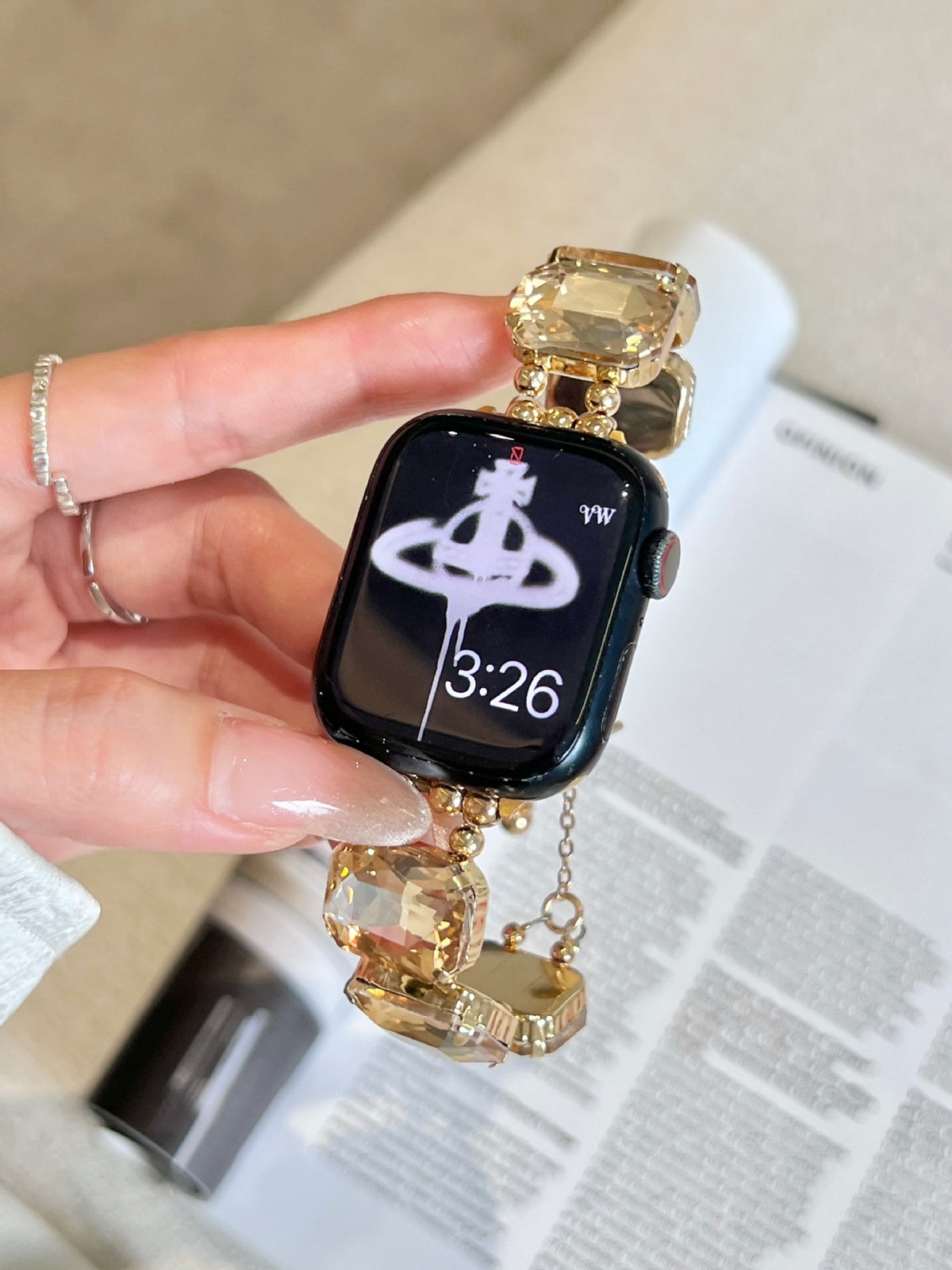 Gemma transparent gold crystal Apple Watch bracelet band